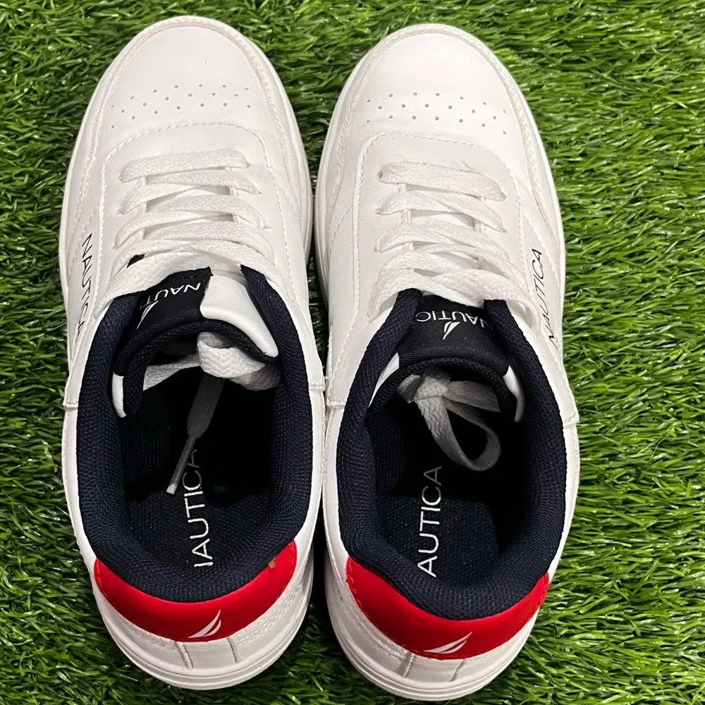 Nautica Boys Classic White and Red Faux Leather Sneakers Little Boys 2 - Picture 3 of 10